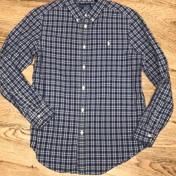 Ralph Lauren Other - Ralph Lauren Boys Navy Plaid Shirt Sz Large 14-16